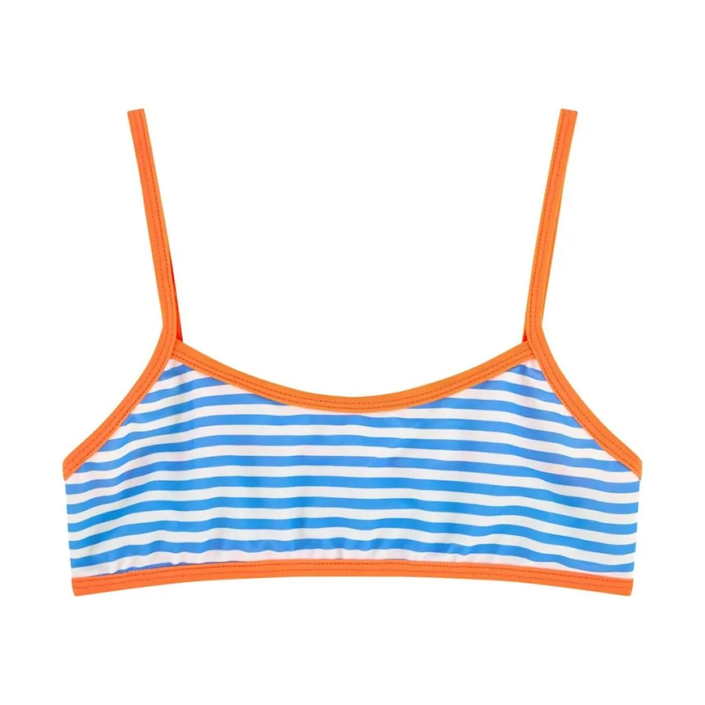 Print Swim Bra Blue and Neon Orange>Beanie & Bear Clearance