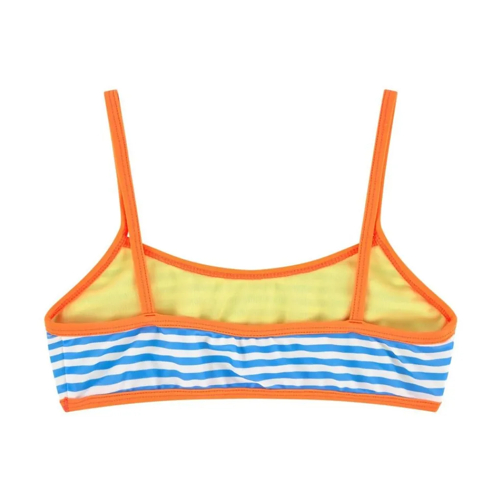 Print Swim Bra Blue and Neon Orange>Beanie & Bear Clearance