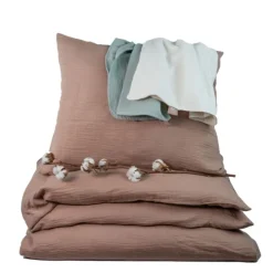 Påslakanset Spjälsäng Muslin Brown><noscript><img width=