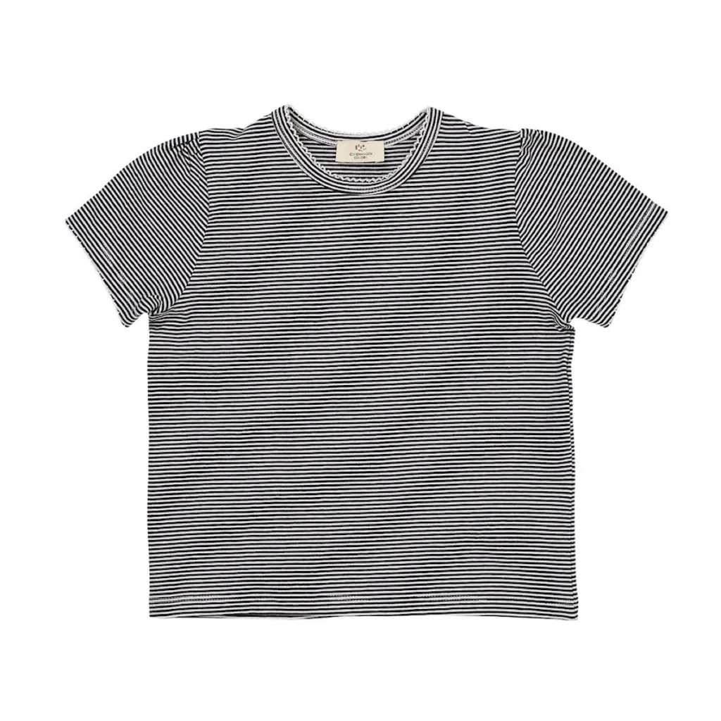 Randig T-shirt Med Rufsiga Ärmar Navy Cream Stripe>Copenhagen Colors Best