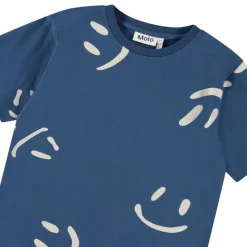 Riley Short Sleeve T-Shirt Big Smiles Blue>Molo Hot