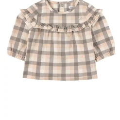 Rutig Blus Ecru>IKKS Online