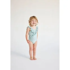 Rutig Volangprydd Baby Baddräkt Blå><noscript><img width=