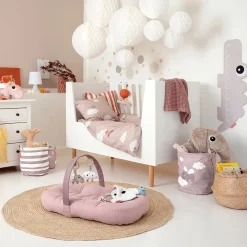 SE GOTS Happy Clouds 100 x 130 / 38 x 55 cm Junior Påslakanset Puderrosa><noscript><img width=
