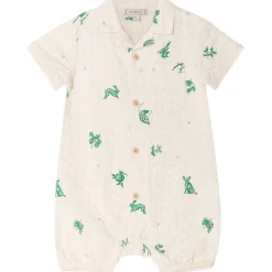 Seersucker Onesie Azulejos Emerald>garbo&friends Online