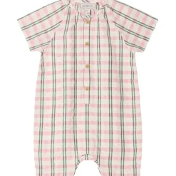 Seersucker Onesie Check Carnation>garbo&friends