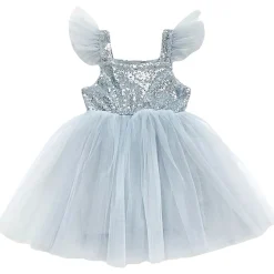 Sequin Glitter Galaxy Tutu Klänning Silver Grey>DOLLY by Le Petit Tom Online