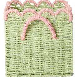 Small Paper Rope Hopfällbar Korg Med Kammusslankant Green With Soft Pink>RICE Discount
