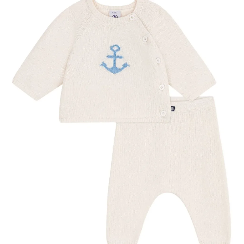 Stickat 2-delat Klädset I Ull Och Bomull Marshmallow>Petit Bateau Outlet