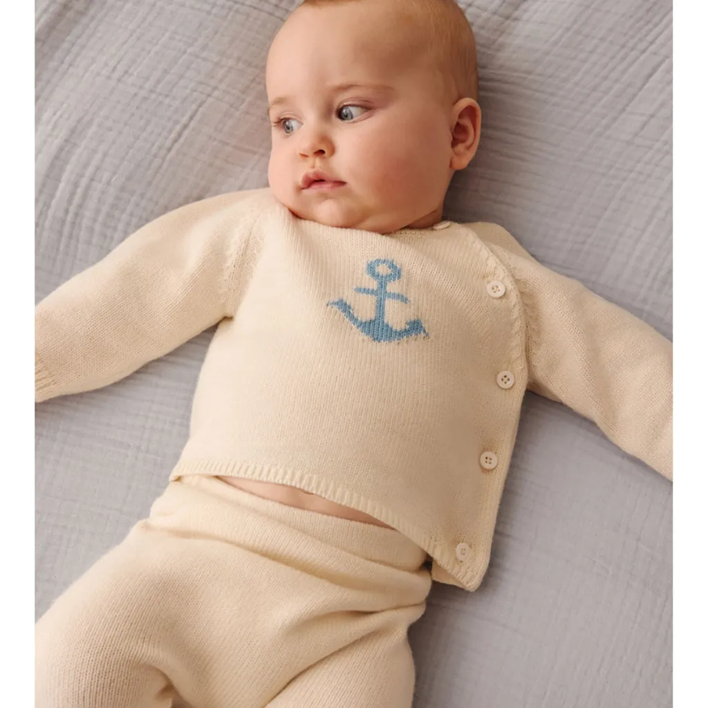 Stickat 2-delat Klädset I Ull Och Bomull Marshmallow>Petit Bateau Outlet