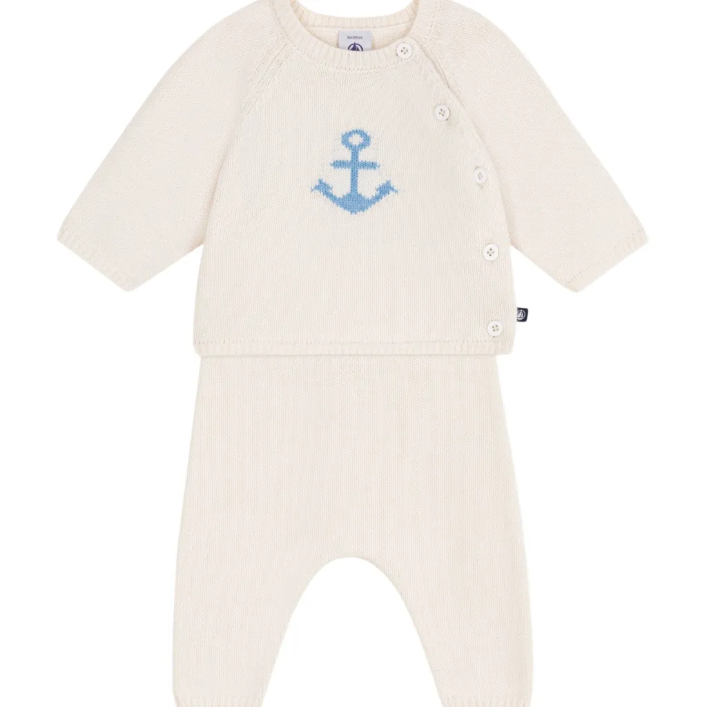 Stickat 2-delat Klädset I Ull Och Bomull Marshmallow>Petit Bateau Outlet