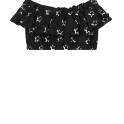 Stjärnmönstrad Crop Top Svart>Monnalisa Outlet