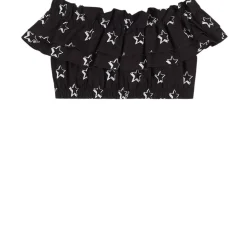 Stjärnmönstrad Crop Top Svart>Monnalisa Outlet