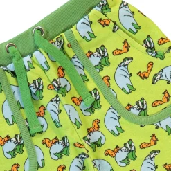 Sweatpants with badger and squirrel Pear Green>Småfolk Discount