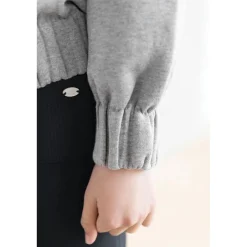 Sweatshirt med blomkrage Heather Grey><noscript><img width=