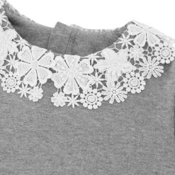 Sweatshirt med blomkrage Heather Grey><noscript><img width=