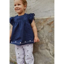 Twill Heart Byxor Lavender med Navy Hearts><noscript><img width=