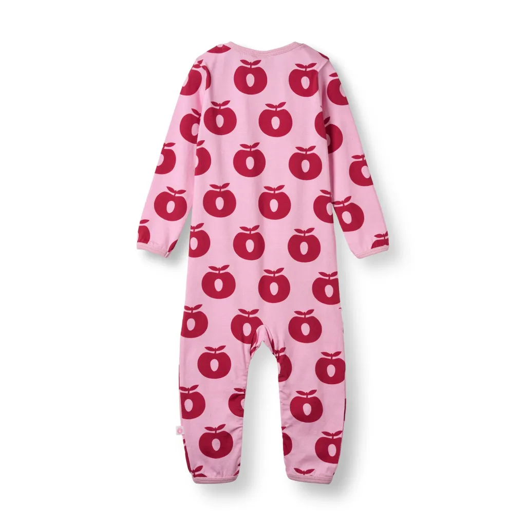 Ulm Long-Sleeved Baby Suit with Apples Pink lilac>Småfolk Hot